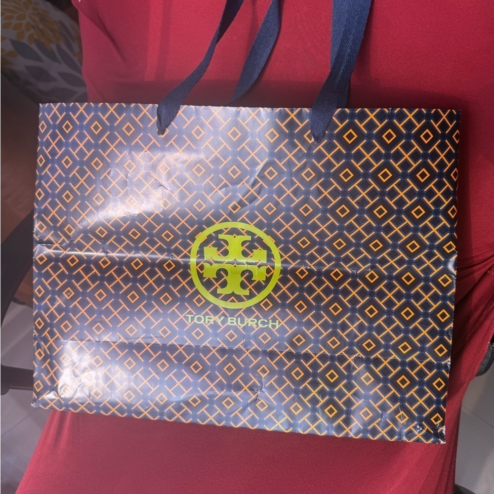 Tory Burch Blue and Orange Geometric Shopping Bag